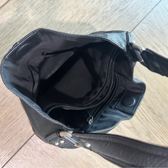 KOOBA Black Pebbled Leather Tote Boho Shoulder Handbag Purse - Picture 9 of 11